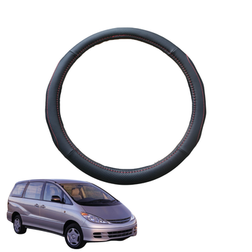 Steering Wheel Cover for Toyota Tarago 2000 - 2006 - Black Microfiber Leather - Circle 38 cm