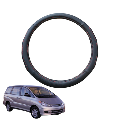 Steering Wheel Cover for Toyota Tarago 2000 - 2006 - Black Microfiber Leather - Circle 38 cm
