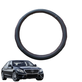 Steering Wheel Cover for Mercedes-Benz S-class 2014 - 2020 Sedan (W222) - Black Microfiber Leather - Circle 38 cm