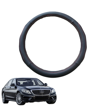 Steering Wheel Cover for Mercedes-Benz S-class 2014 - 2020 Sedan (W222) - Black Microfiber Leather - Circle 38 cm