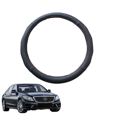 Steering Wheel Cover for Mercedes-Benz S-class 2014 - 2020 Sedan (W222) - Black Microfiber Leather - Circle 38 cm