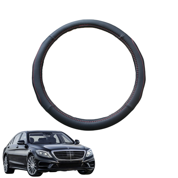 Steering Wheel Cover for Mercedes-Benz S-class 2014 - 2020 Sedan (W222) - Black Microfiber Leather - Circle 38 cm