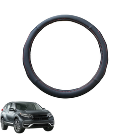 Steering Wheel Cover for Honda CR-V 2017 - 2022 RW - Black Microfiber Leather - Circle 38 cm
