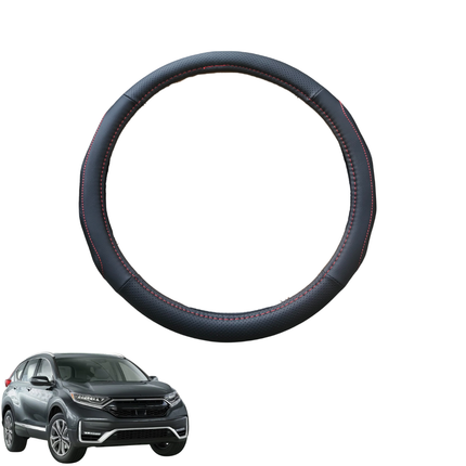 Steering Wheel Cover for Honda CR-V 2017 - 2022 RW - Black Microfiber Leather - Circle 38 cm