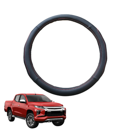 Steering Wheel Cover for Mitsubishi Triton Double Cab 2024 - Current (LC/MV) - Black Microfiber Leather - Circle 38 cm