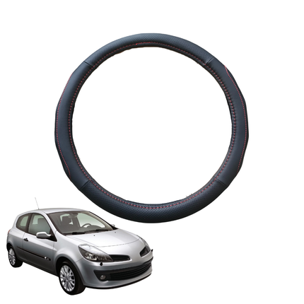 Steering Wheel Cover for Renault Clio 2005 - 2011 (BR/CR/SB/SR) - Black Microfiber Leather - Circle 38 cm