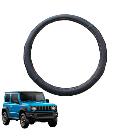 Steering Wheel Cover for Suzuki Jimny 2018 - Current Manual - Black Microfiber Leather - Circle 38 cm