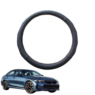 Steering Wheel Cover for BMW 3 Series 2018 - Current (G20 G21) - Black Microfiber Leather - Circle 38 cm