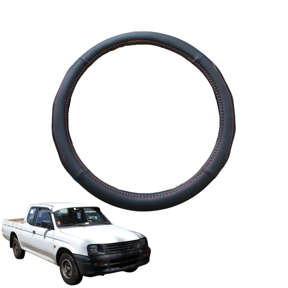 Steering Wheel Cover for Mitsubishi Triton Single Cab 1996 - 2006 (MK) - Black Microfiber Leather - Circle 38 cm