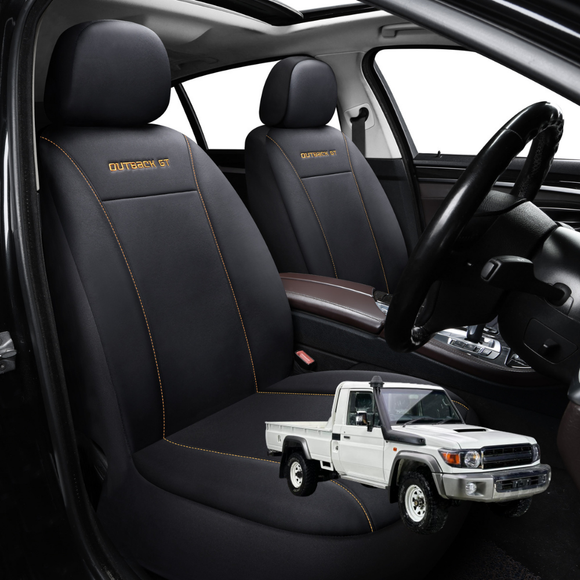 Car Front Seat Cover for Toyota LandCruiser 70 Single Cab 2012 - Current - Black - 27 x 26 x 10 cm