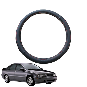 Steering Wheel Cover for Volvo S40 1997 - 2004 - Black Microfiber Leather - Circle 38 cm