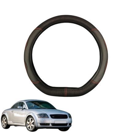 Steering Wheel Cover for Audi TT TTS TTRS 1998 - 2006 (MK1) - Black Microfiber Leather - D-Shape 38 cm