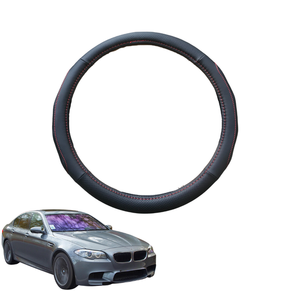 Steering Wheel Cover for BMW M5 2011 - 2016 (F10) - Black Microfiber Leather - Circle 38 cm