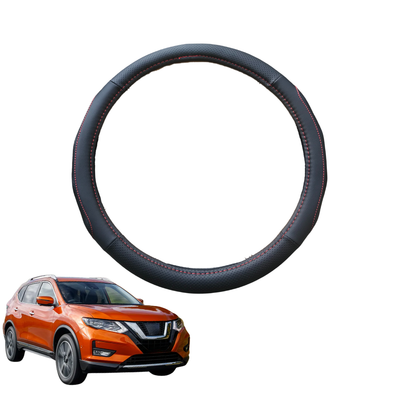 Steering Wheel Cover for Nissan X-TRAIL 2014 - 2022 (T32) - Black Microfiber Leather - Circle 38 cm