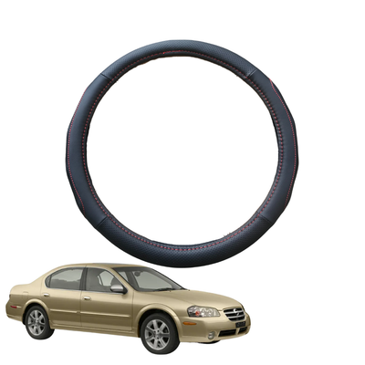 Steering Wheel Cover for Nissan Maxima 2003 - 2008 - Black Microfiber Leather - Circle 38 cm