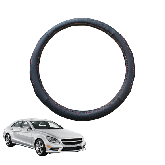 Steering Wheel Cover for Mercedes-Benz CLS-Class 2010 - 2018 (C218) - Black Microfiber Leather - Circle 38 cm