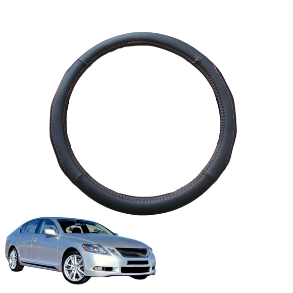 Steering Wheel Cover for Lexus GS 2005 - 2011 - Black Microfiber Leather - Circle 38 cm