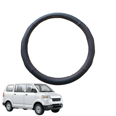 Steering Wheel Cover for Suzuki APV 2005 - 2019 - Black Microfiber Leather - Circle 38 cm