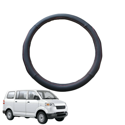 Steering Wheel Cover for Suzuki APV 2005 - 2019 - Black Microfiber Leather - Circle 38 cm