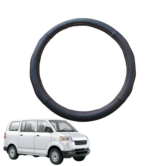 Steering Wheel Cover for Suzuki APV 2005 - 2019 - Black Microfiber Leather - Circle 38 cm