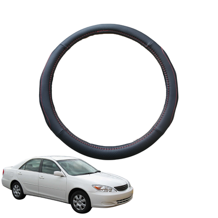 Steering Wheel Cover for Toyota Camry 2002 - 2006 (XV30) - Black Microfiber Leather - Circle 38 cm