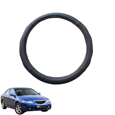 Steering Wheel Cover for Honda Accord 2003 - 2008 (7th Gen) - Black Microfiber Leather - Circle 38 cm