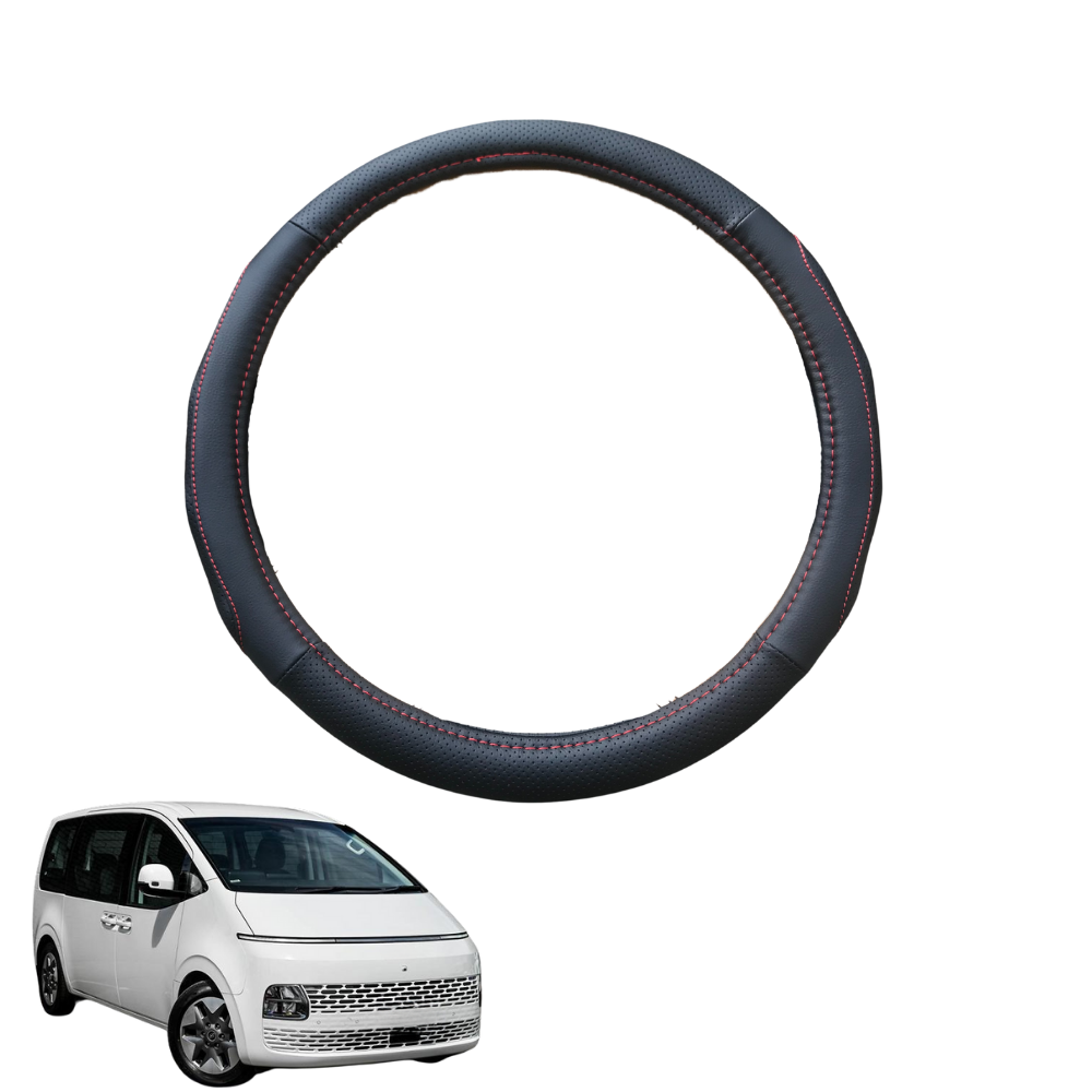 Steering Wheel Cover for Hyundai Staria 2021 - Current US4 - Black Microfiber Leather - Circle 38 cm