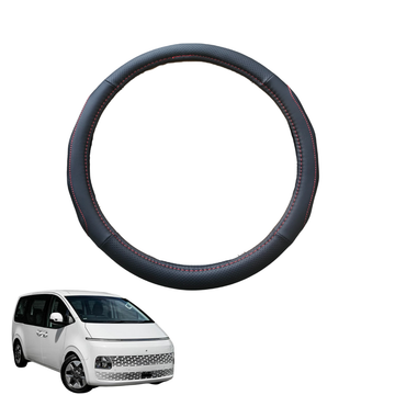 Steering Wheel Cover for Hyundai Staria 2021 - Current US4 - Black Microfiber Leather - Circle 38 cm