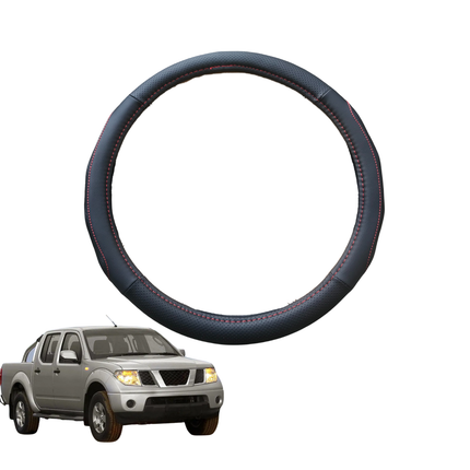 Steering Wheel Cover for Nissan Navara Dual Cab 2005 - 2014 (D40 ST/STX) - Black Microfiber Leather - Circle 38 cm