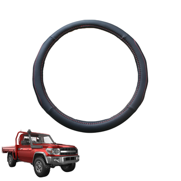 Steering Wheel Cover for Toyota LandCruiser 79 Series Single Cab 2012 - Current - Black Microfiber Leather - Circle 38 cm