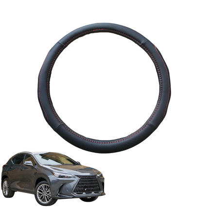 Steering Wheel Cover for Lexus NX 2022 - Current - Black Microfiber Leather - Circle 38 cm