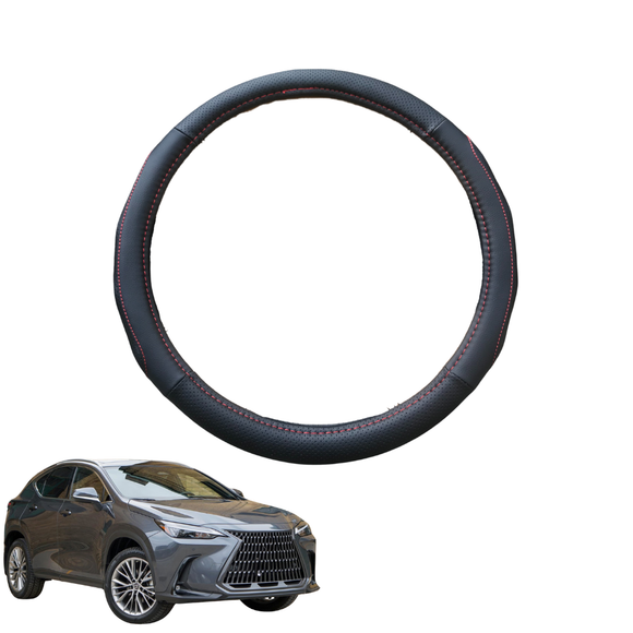 Steering Wheel Cover for Lexus NX 2022 - Current - Black Microfiber Leather - Circle 38 cm