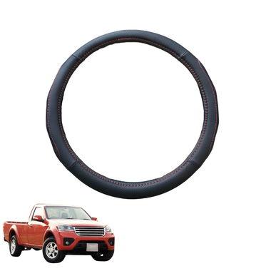 Steering Wheel Cover for GWM Haval V240 Single Cab 2010 - 2016 (Wingle 5) - Black Microfiber Leather - Circle 38 cm
