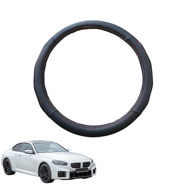 Steering Wheel Cover for BMW M2 2023 - Current (G87) - Black Microfiber Leather - Circle 38 cm