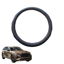 Steering Wheel Cover for Mazda CX-80 2025 - Current - Black Microfiber Leather - Circle 38 cm