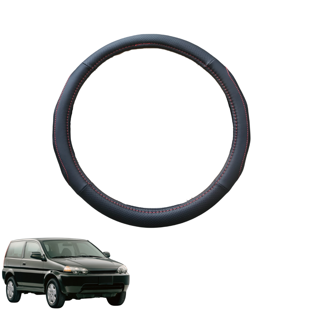 Steering Wheel Cover for Honda HR-V 1998 - 2006 (2 door） - Black Microfiber Leather - Circle 38 cm