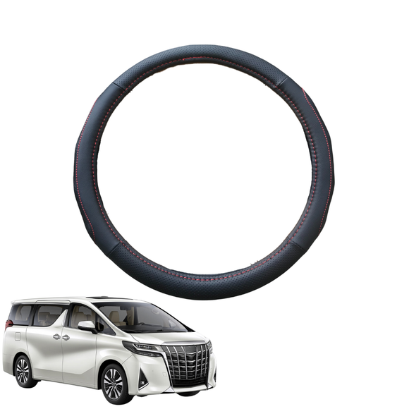 Steering Wheel Cover for Toyota Alphard 2015 - 2023 (AH30) - Black Microfiber Leather - Circle 38 cm