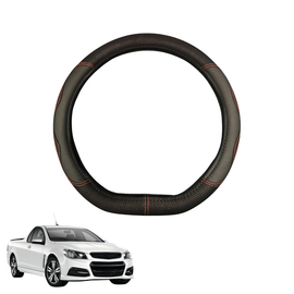 Steering Wheel Cover for Holden Commodore Ute Single Cab 2018 - 2020 (ZB) - Black Microfiber Leather - D-Shape 38 cm