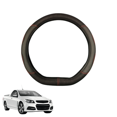 Steering Wheel Cover for Holden Commodore Ute Single Cab 2018 - 2020 (ZB) - Black Microfiber Leather - D-Shape 38 cm
