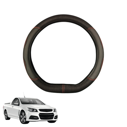 Steering Wheel Cover for Holden Commodore Ute Single Cab 2018 - 2020 (ZB) - Black Microfiber Leather - D-Shape 38 cm