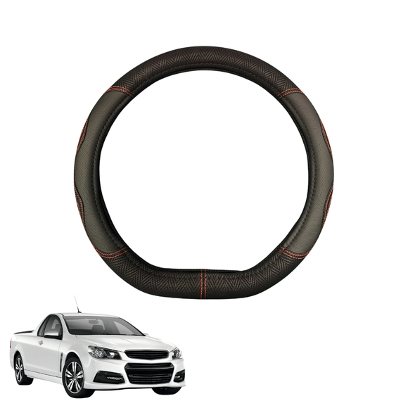 Steering Wheel Cover for Holden Commodore Ute Single Cab 2018 - 2020 (ZB) - Black Microfiber Leather - D-Shape 38 cm