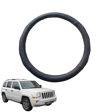 Steering Wheel Cover for Jeep Patriot 2006 - 2015 MK - Black Microfiber Leather - Circle 38 cm