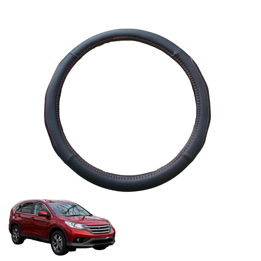 Steering Wheel Cover for Honda CR-V 2007 - 2012 RE - Black Microfiber Leather - Circle 38 cm