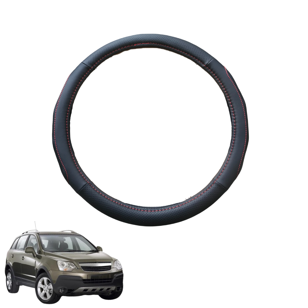 Steering Wheel Cover for Holden Captiva 5 2006 - 2015 CG, CG II - Black Microfiber Leather - Circle 38 cm