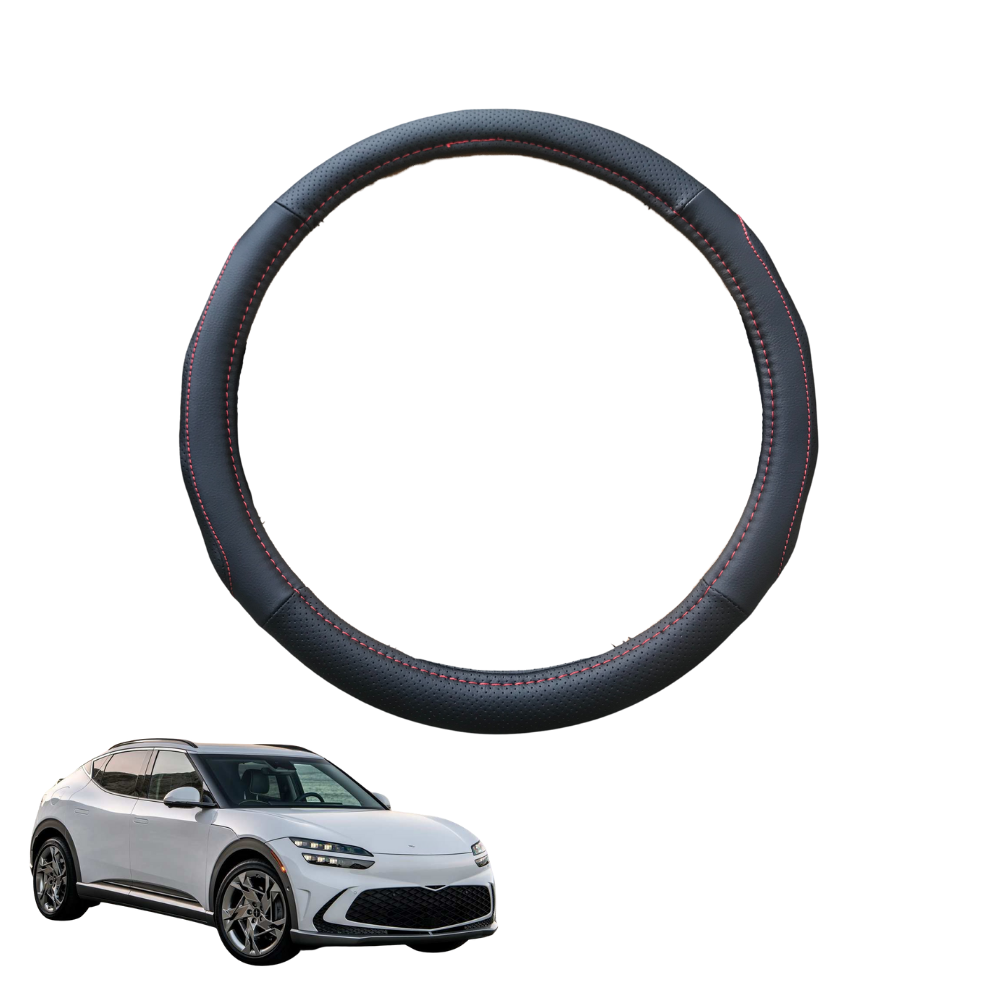 Steering Wheel Cover for Genesis GV60 2022 - Current - Black Microfiber Leather - Circle 38 cm