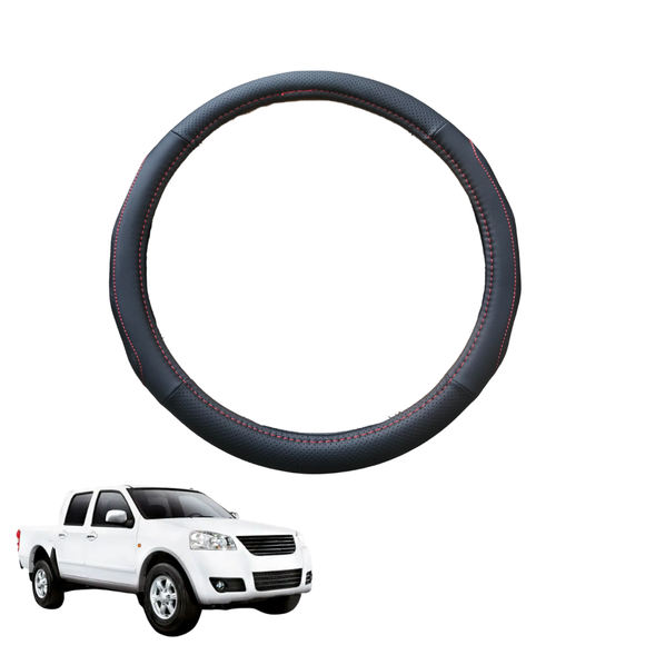 Steering Wheel Cover for GWM Haval V240 Dual Cab 2011 - 2016 (Wingle 5) - Black Microfiber Leather - Circle 38 cm