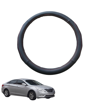 Steering Wheel Cover for Hyundai i45 2010 - 2014 YF - Black Microfiber Leather - Circle 38 cm