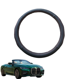 Steering Wheel Cover for BMW 4 Series Coupe/Convertible 2014 - 2021 (F32 F33) - Black Microfiber Leather - Circle 38 cm