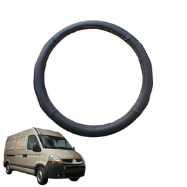Steering Wheel Cover for Renault Master Van 2010 - Current X70, X62 - Black Microfiber Leather - Circle 38 cm