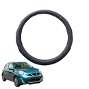 Steering Wheel Cover for Nissan Micra 2010 - 2017 (K13) - Black Microfiber Leather - Circle 38 cm-1
